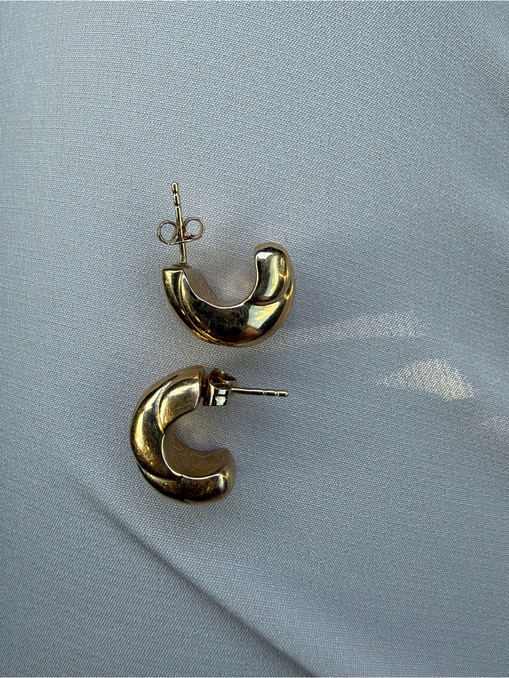 Gold Chunky C-Shaped Hoop Stud Earrings
